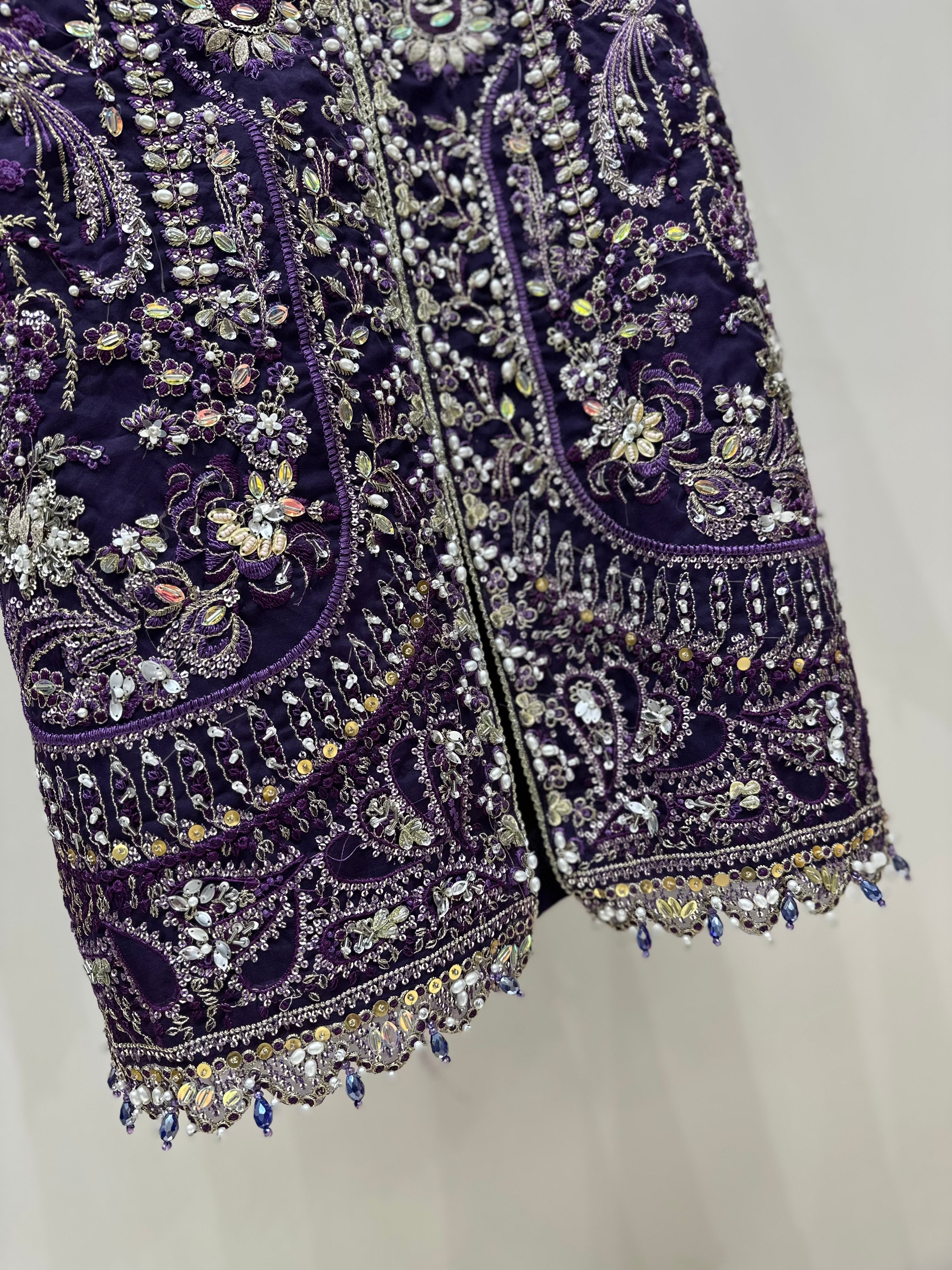 S-003 - Purple perfectly detailed 3 piece formal suit